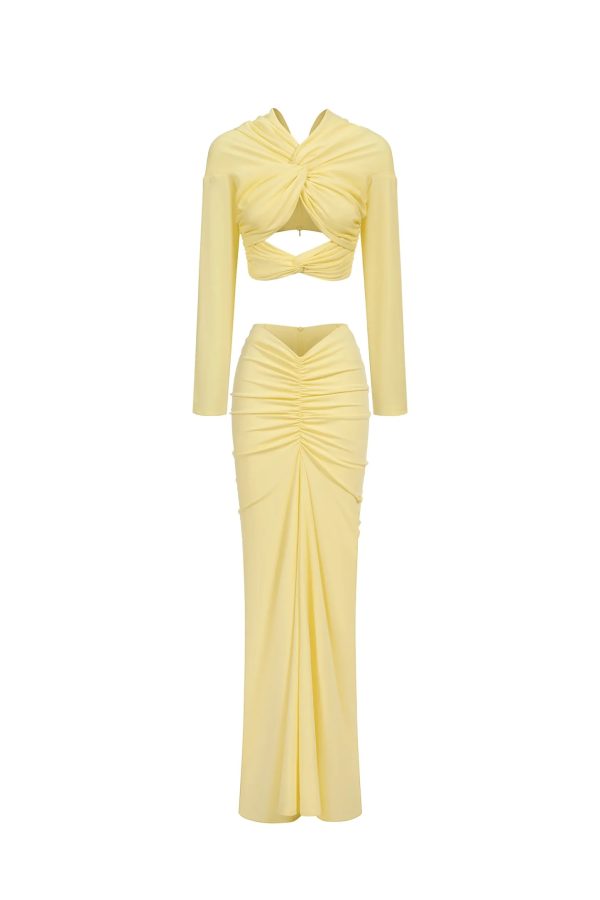 kendall long sleeve knot maxi dress 17