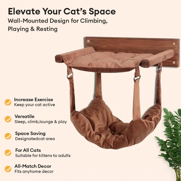 modern wooden double layer cat wall hammock 14