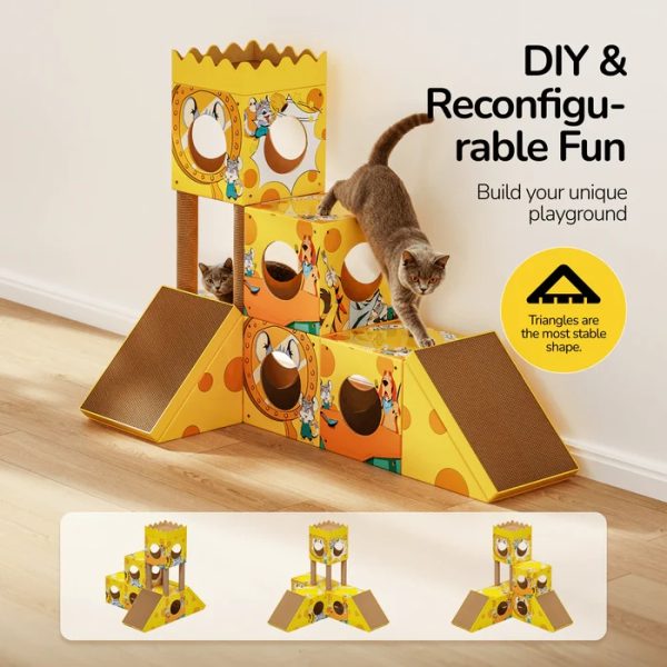 modular cardboard cat tree & scratcher house 13