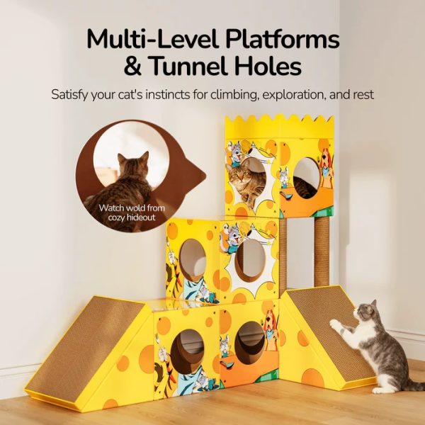 modular cardboard cat tree & scratcher house 14