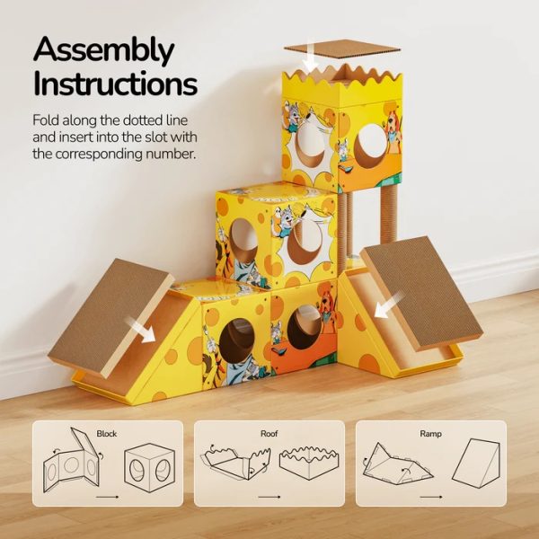 modular cardboard cat tree & scratcher house 17