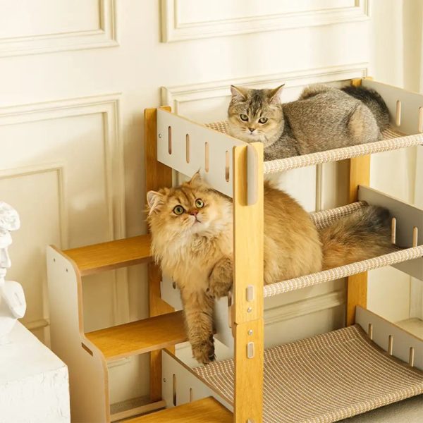 multi tiered faux sisal cat scratching cat hammock with stairs 12