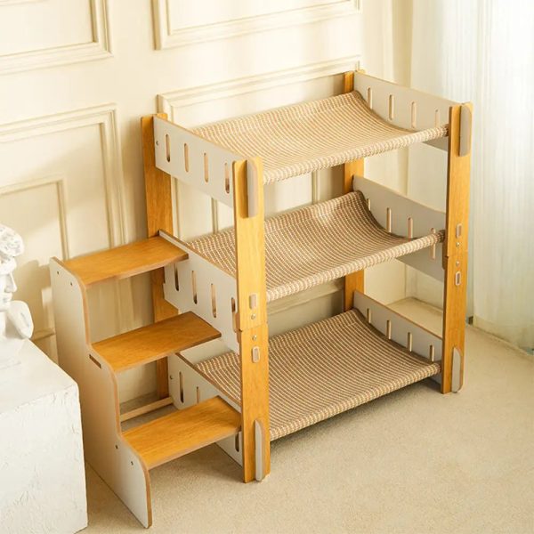 multi tiered faux sisal cat scratching cat hammock with stairs 14