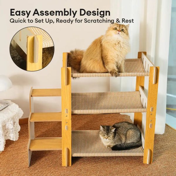 multi tiered faux sisal cat scratching cat hammock with stairs 16