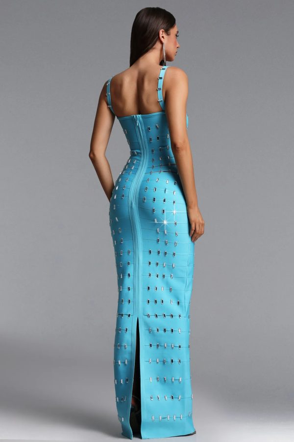naya hollow diamond bandage blue maxi dress 16