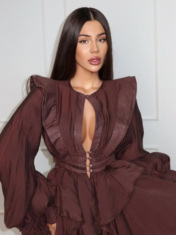 neola long sleeve ruffle tiered mini dress 21