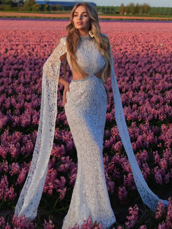 nevra cape sleeve rhinestone cutout maxi dress 19