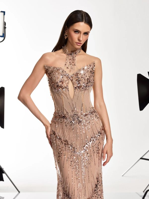 noral sequin fringe cutout maxi dress 13