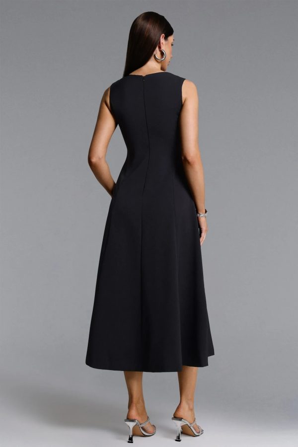 ogima sleeveless flower embroidered midi dress in black 16