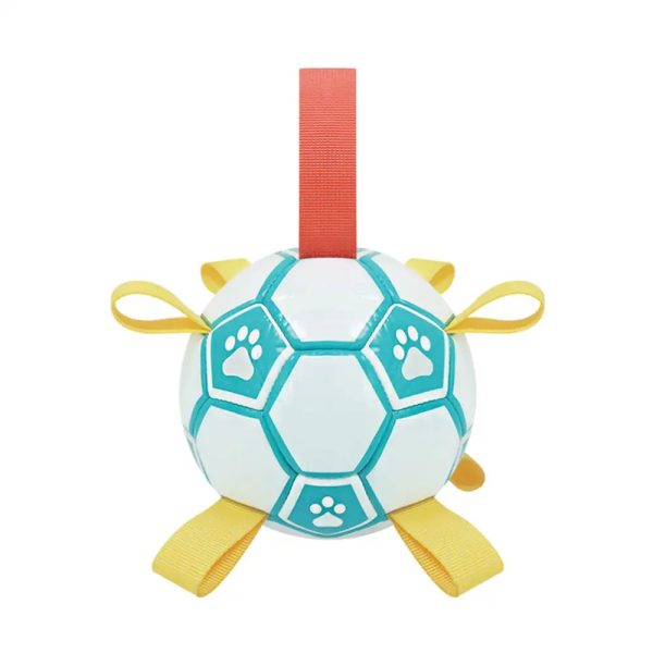 paw print soccer ball dog chew toy with straps 18