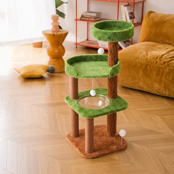 playful multi level plush activity center cat tree with space capsule 13