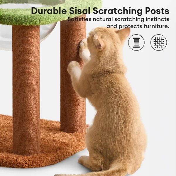 playful multi level plush activity center cat tree with space capsule 16