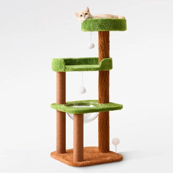 playful multi level plush activity center cat tree with space capsule 18