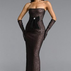 rosella bow embellished sequin mesh maxi dress 11