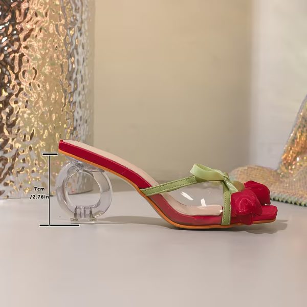 satin floral tulip high heel sandals 17