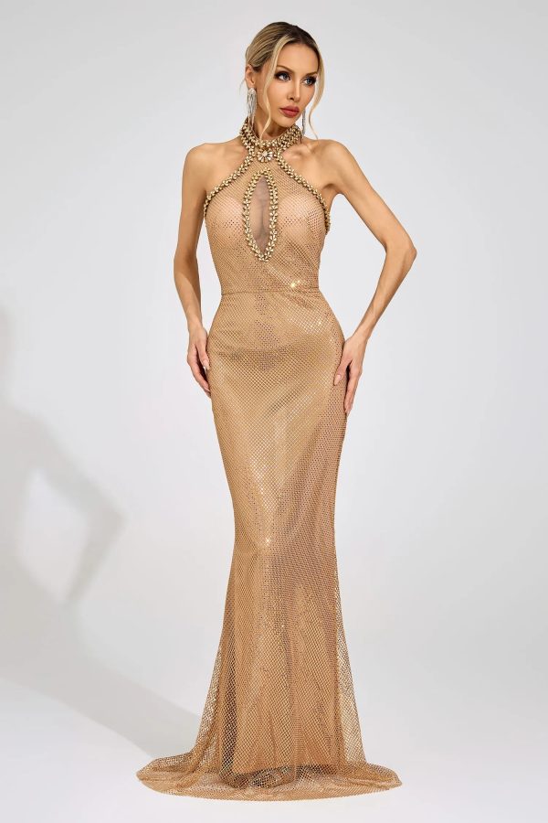 tindra gold sequin mermaid maxi dress 12