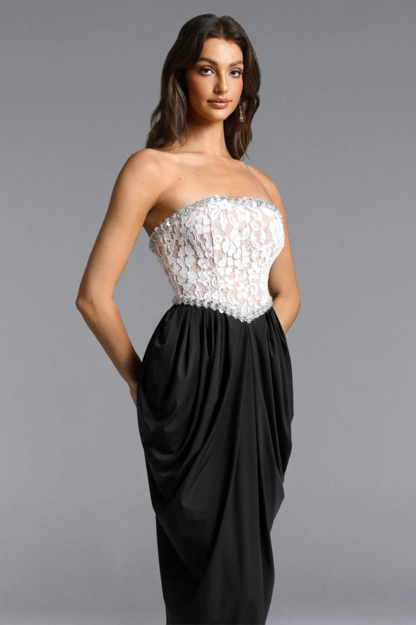 uthoril strapless lace up split maxi dress 12