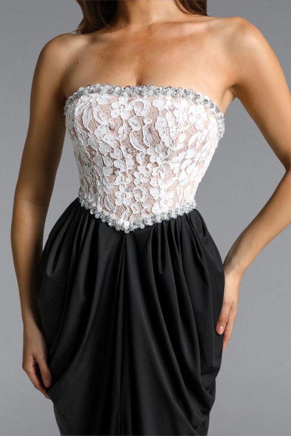 uthoril strapless lace up split maxi dress 13