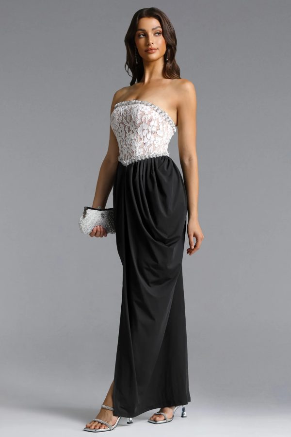 uthoril strapless lace up split maxi dress 14