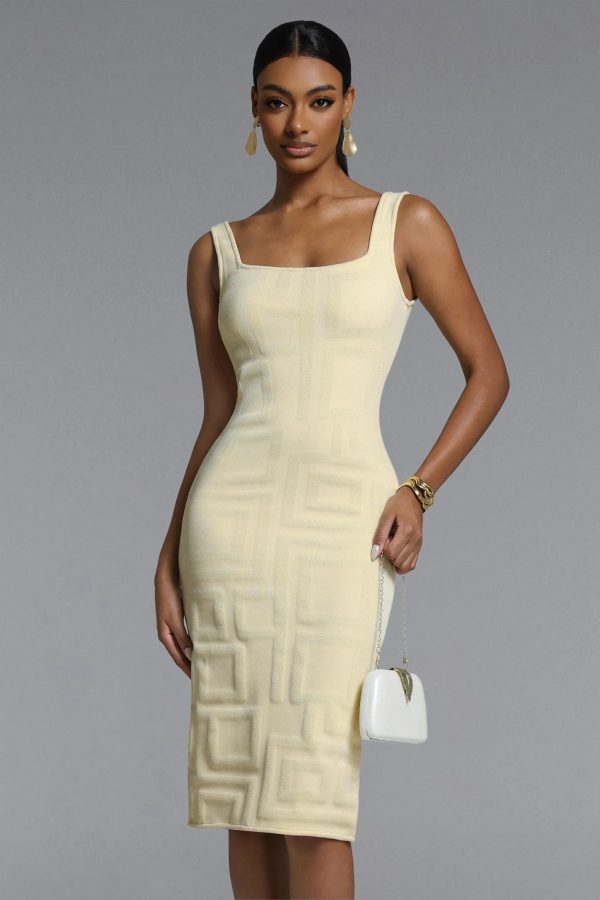 vilina square pattern bandage midi dress 12