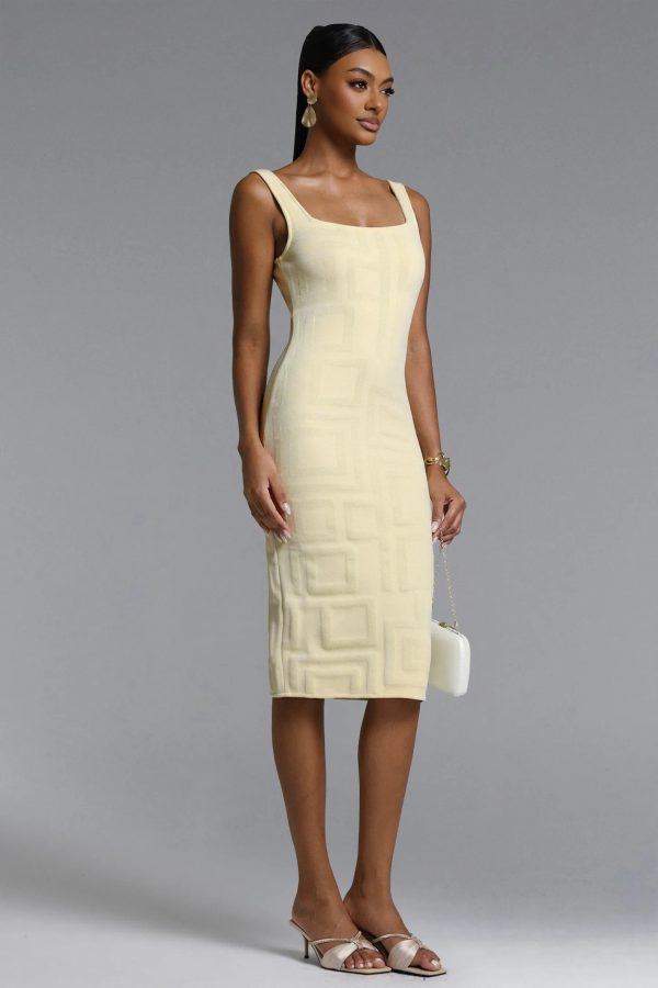 vilina square pattern bandage midi dress 14