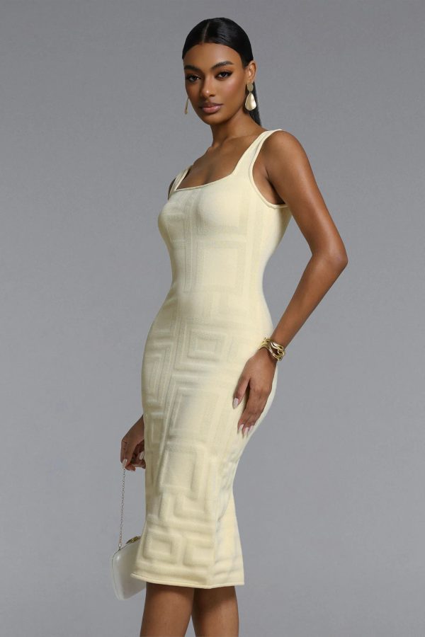 vilina square pattern bandage midi dress 15
