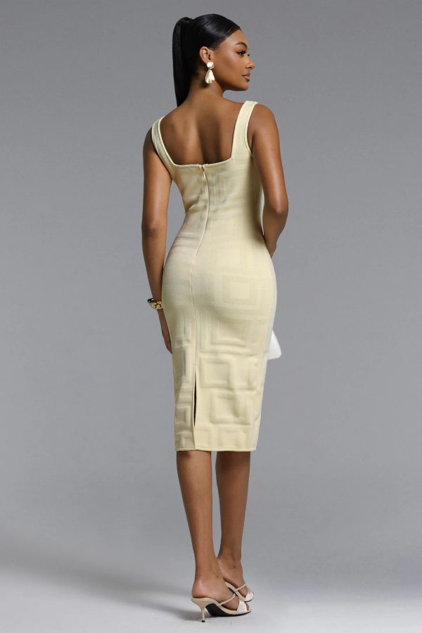 vilina square pattern bandage midi dress 16
