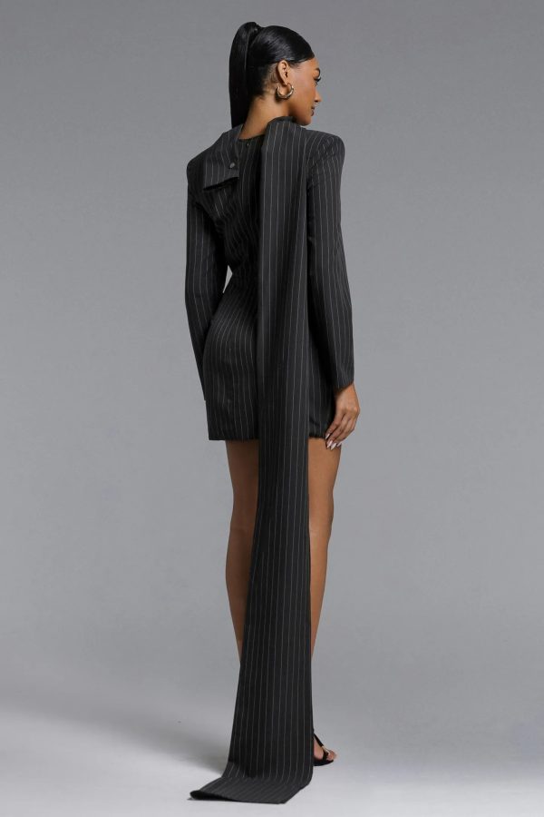 zamiel v neck long sleeve ruched stripe woven mini dress 16