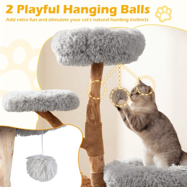 5 tier wooden cat tree with woven condo & plush perches 13