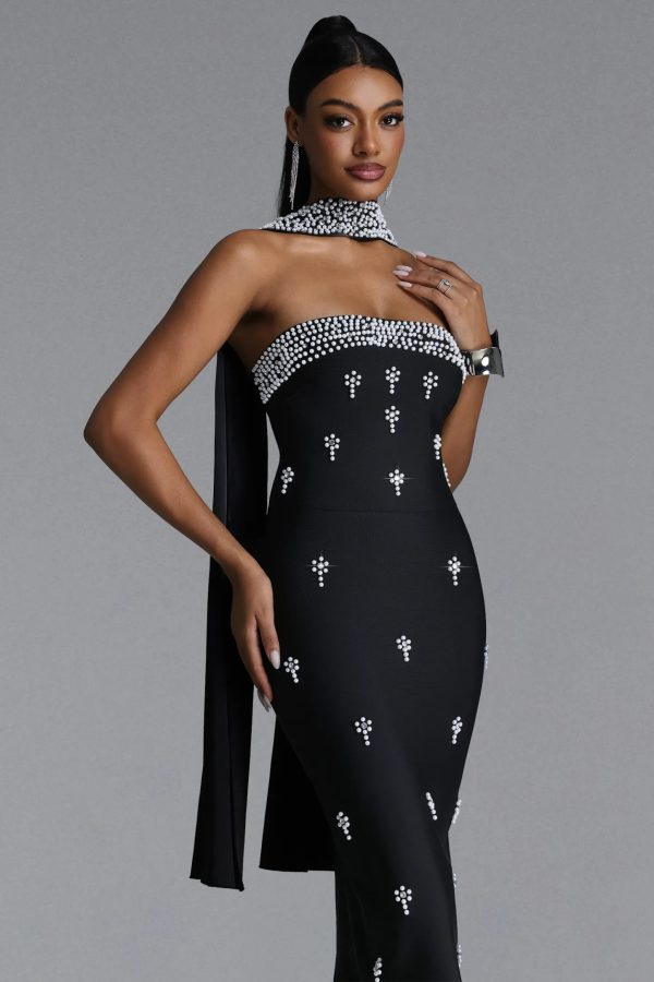 marina strapless rhinestone bandage black maxi dress 13