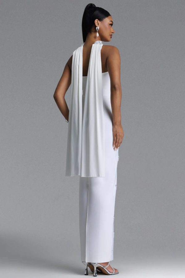 marina strapless rhinestone bandage white maxi dress 16