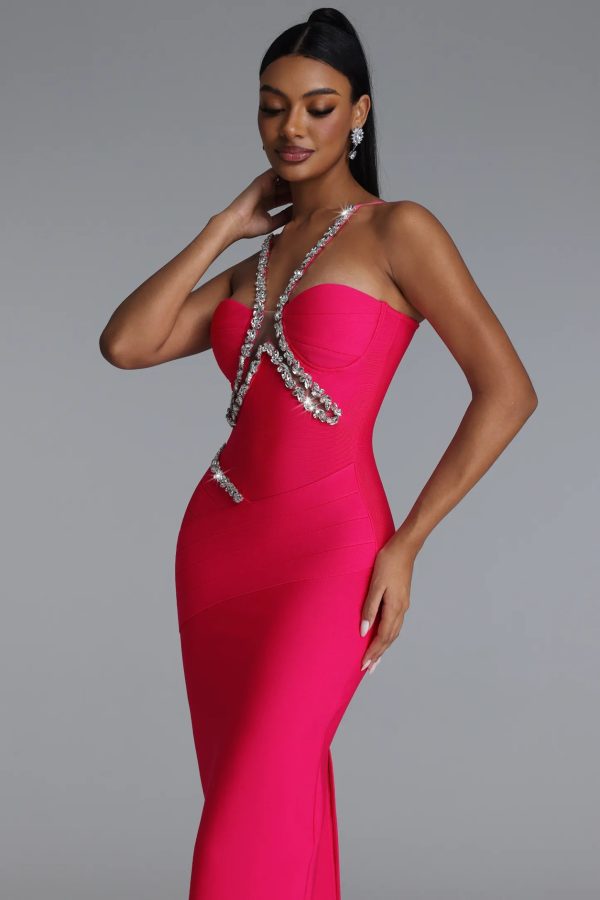 mota halter v neck rhinestone bandage maxi dress 14