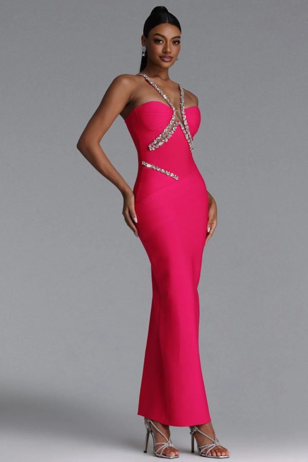 mota halter v neck rhinestone bandage maxi dress 15