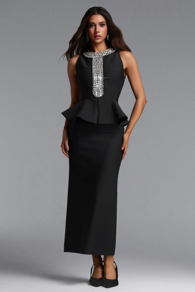 sarna sleeveless rhinestone bandage maxi dress 11