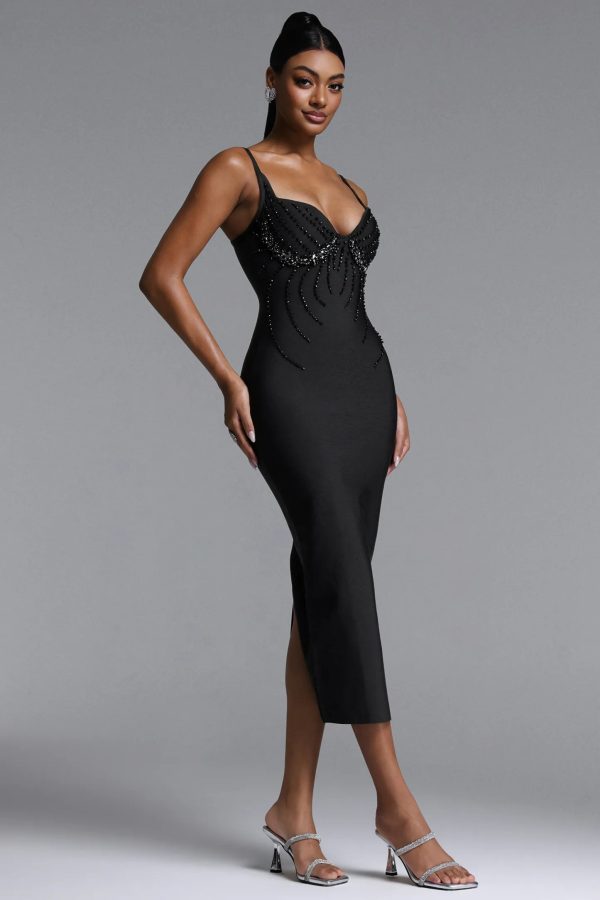 shaha sleeveless diamond bandage maxi dress in black 14