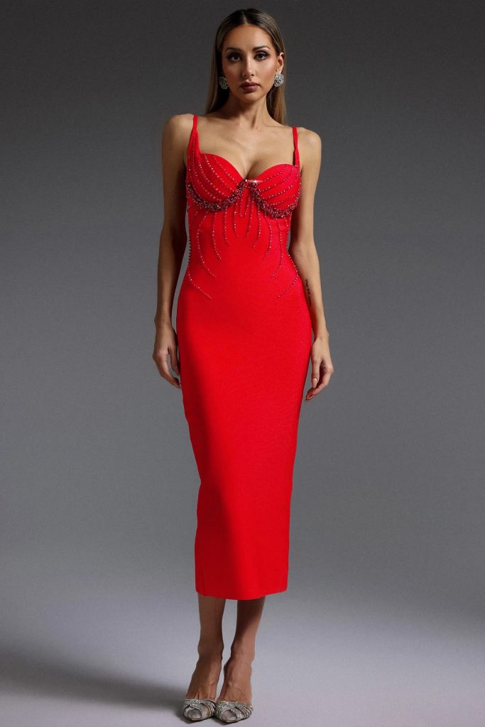 shaha sleeveless diamond bandage maxi dress in red 11