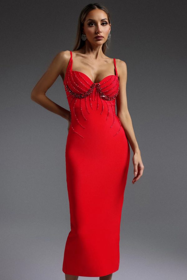 shaha sleeveless diamond bandage maxi dress in red 12