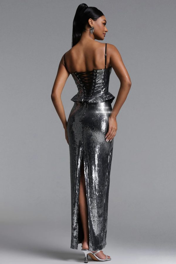 sorel chic contour sequin maxi dress 16