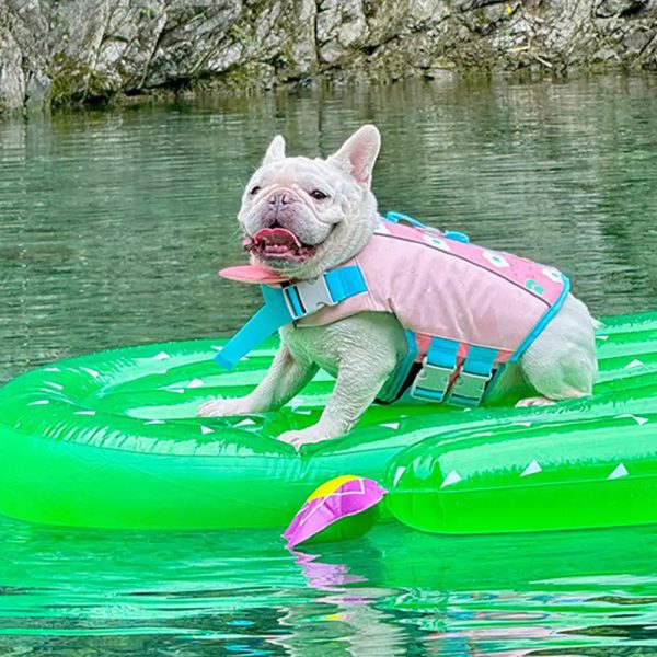 stylish color blocked dog life jacket 17