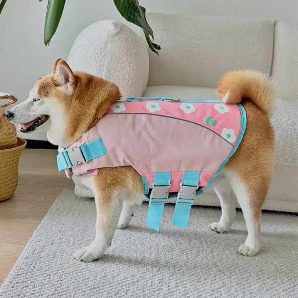 stylish color blocked dog life jacket 19