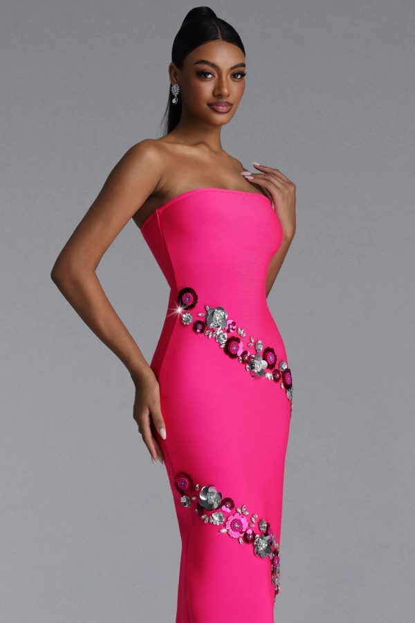 valo strapless sequin floral bandage maxi dress 14