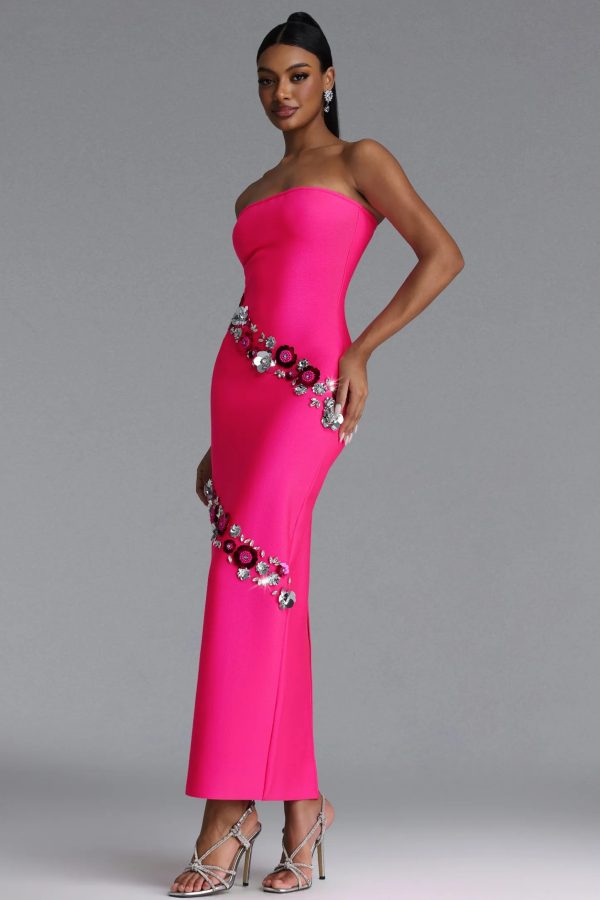 valo strapless sequin floral bandage maxi dress 15