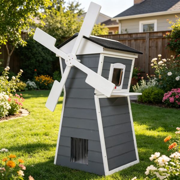 windmill shaped cat house 12