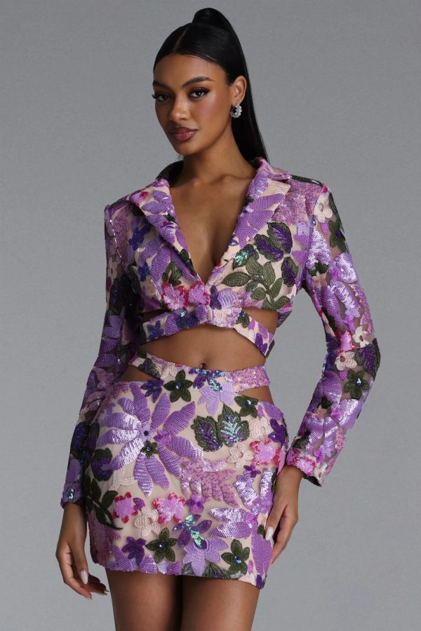 yarera sequin floral two piece skirt set 12