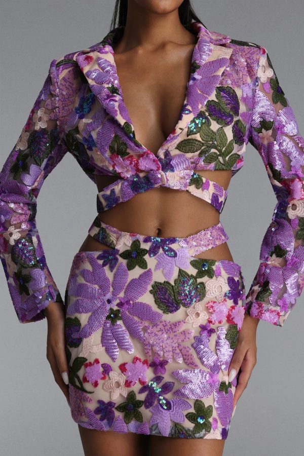 yarera sequin floral two piece skirt set 13
