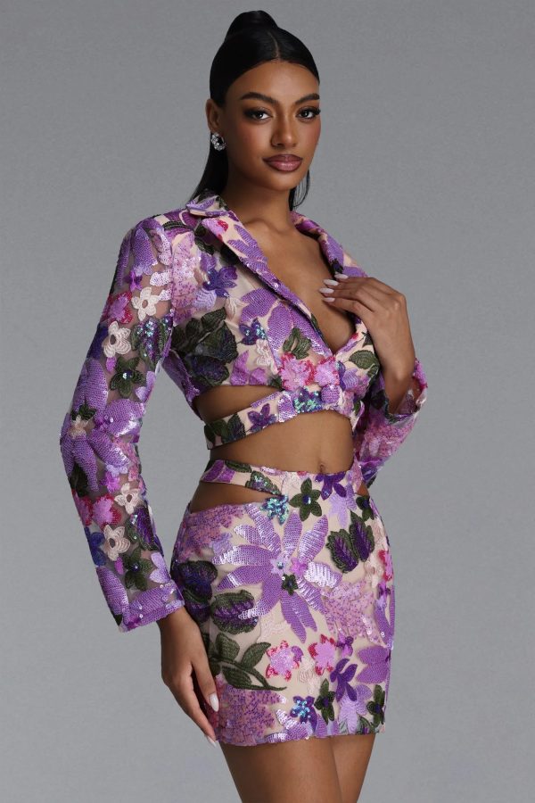 yarera sequin floral two piece skirt set 14