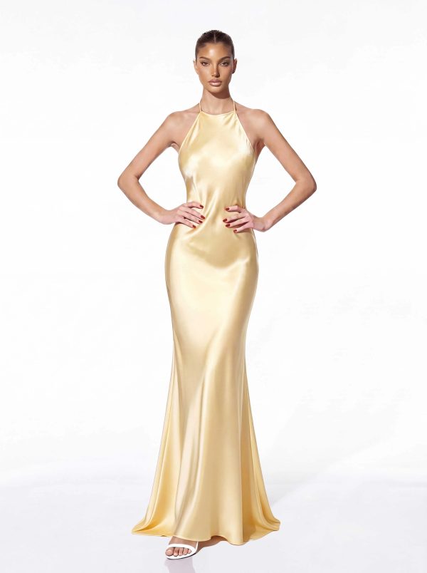 asteron backless satin maxi dress in gold 12