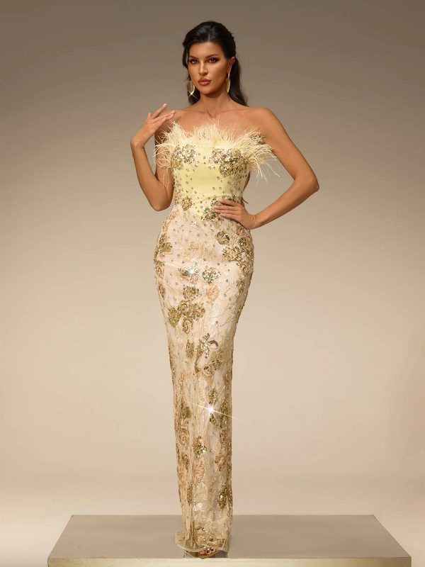 ciresto strapless sequin rhinestone maxi dress 14