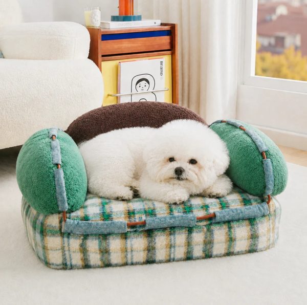 cute color blocked plush pet sofa bed 12