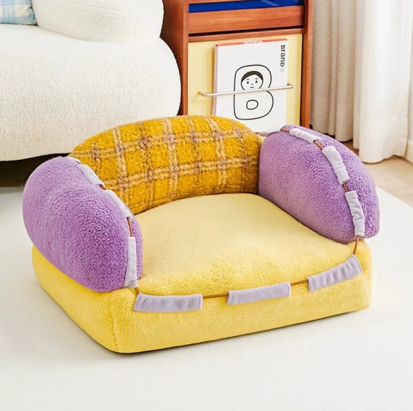 cute color blocked plush pet sofa bed 13